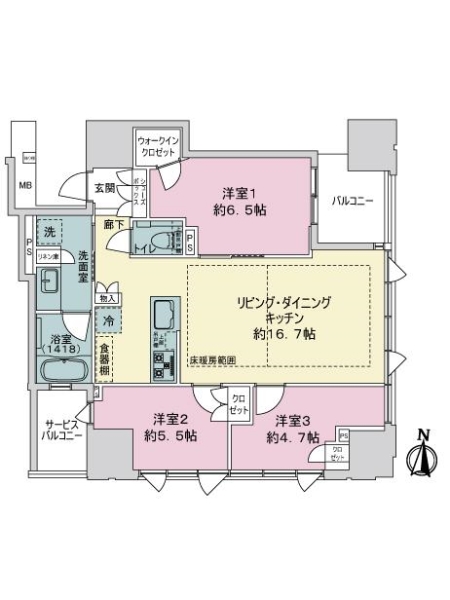 プラウドタワー名古屋丸の内ステーションマークスの間取図
