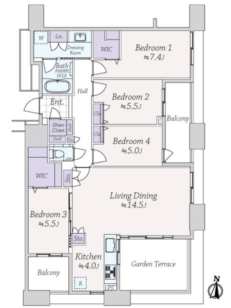 アイランドシティオーシャン＆フォレストタワーレジデンスＷＥＳＴ棟の間取図