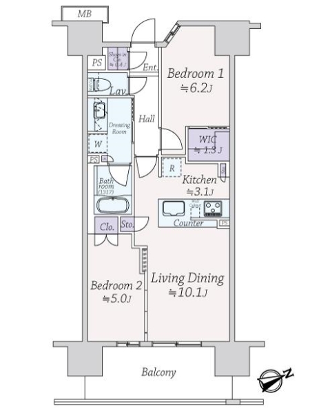 プライムパークス品川シーサイド　ザ・レジデンスの間取図