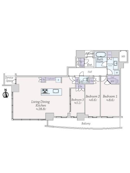 大阪ひびきの街　ザ・サンクタスタワーの間取図
