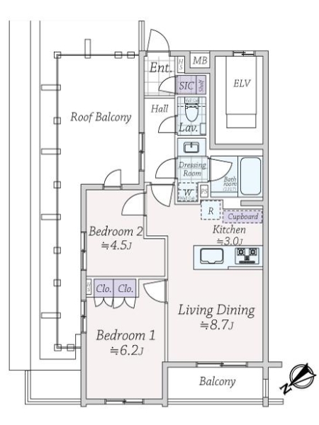 オープンレジデンシア旗の台の間取図
