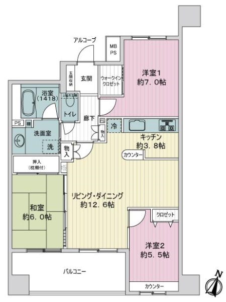 グリーンプラテア習志野台壱番館の間取図