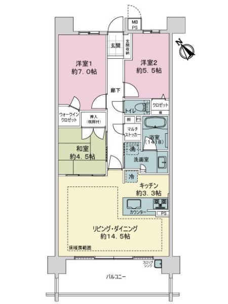 ライオンズ南大高ディアグランデの間取図