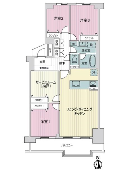 ベル・パークシティ画地２Ｋ棟の間取図