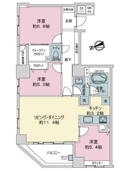 ライオンズタワー平和大通りシティマークスの間取図