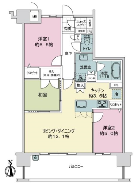 エイリックスタイル藤崎南コートプレイスの間取図