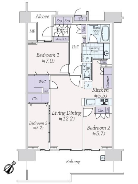 ＨＡＲＵＭＩ　ＦＬＡＧ　ＳＥＡ　ＶＩＬＬＡＧＥＥ棟の間取図