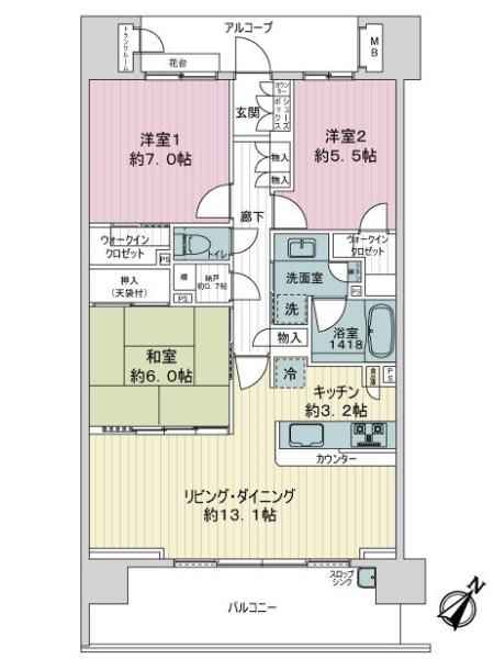 フォートンヒルズＣ棟の間取図