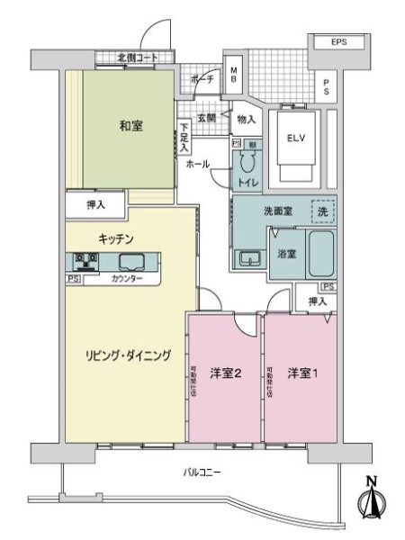 西福岡マリナタウンイーストコートの間取図