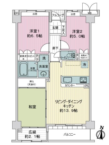 サーパス五日市南の間取図