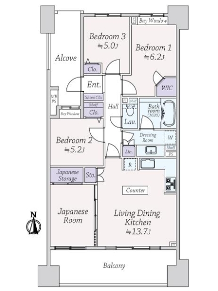 ライオンズマンション馬込マークヒルズの間取図