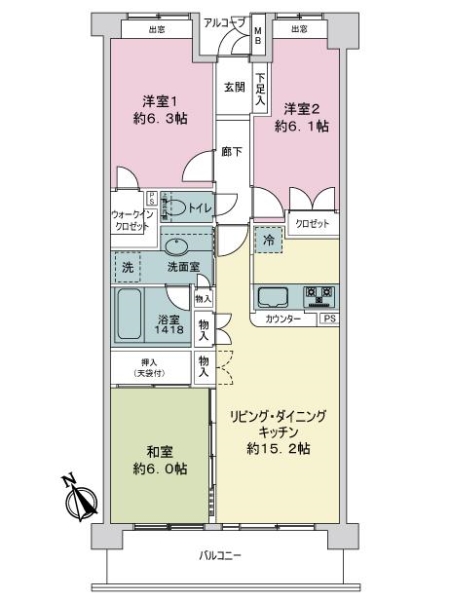 コスモ市川グレイスフォルムの間取図