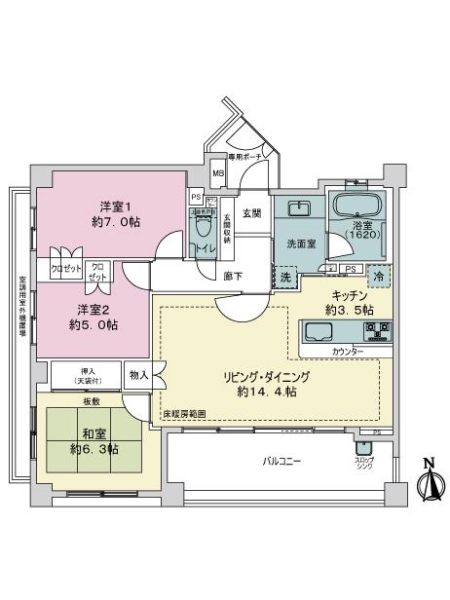 ライオンズ港北ニュータウンオーセンティックハウスの間取図