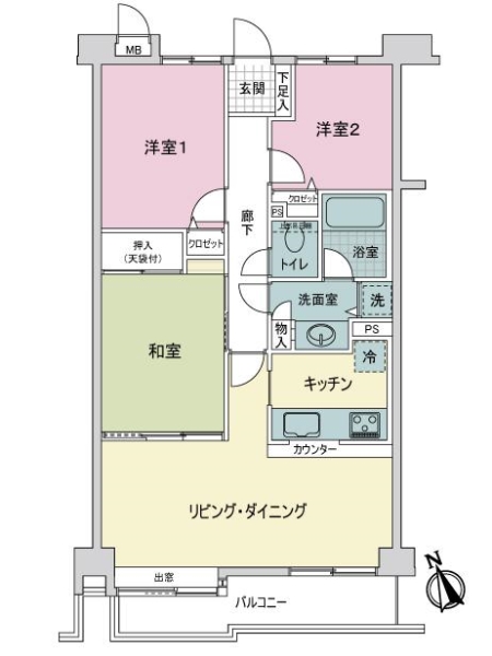 向ヶ丘遊園東ガーデンハウスの間取図