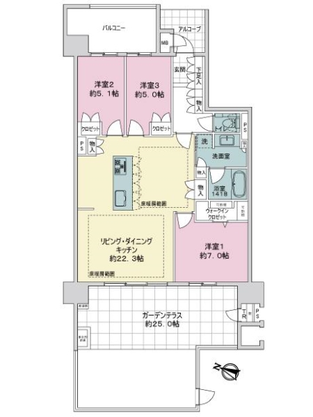 フォレストプレイス香椎照葉ザ・テラス０３の間取図