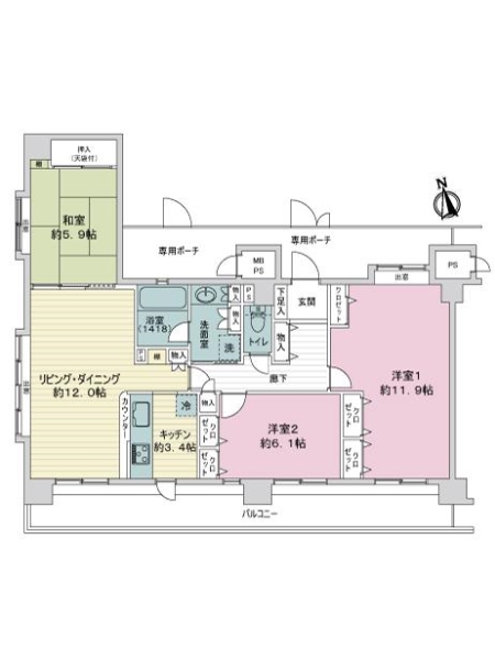 ライオンズマンション一之江弐番館の間取図