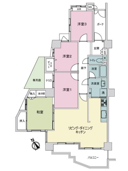 ライオンズマンション川名山の間取図