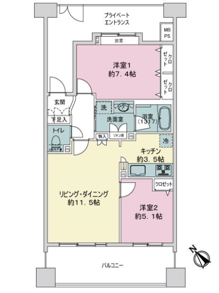ライオンズマンションセントワーフ横濱の間取図