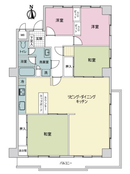 ニューウェルテラス宮前平Ｂ棟の間取図