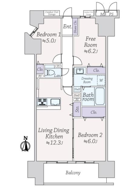 ライオンズマンション北梅田の間取図