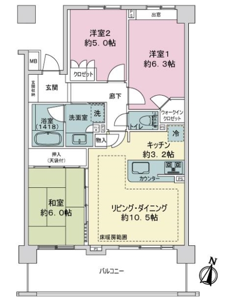 ライオンズ石神井サウスマークスの間取図