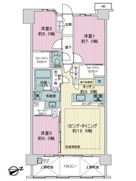 シティテラス横濱仲町台弐番館の間取図