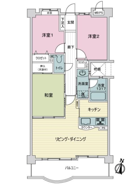 ライオンズマンション大針の間取図