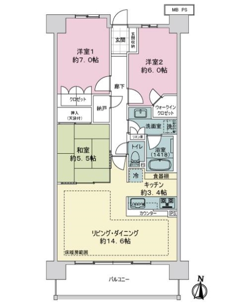 グランアルト越谷レイクタウンの間取図