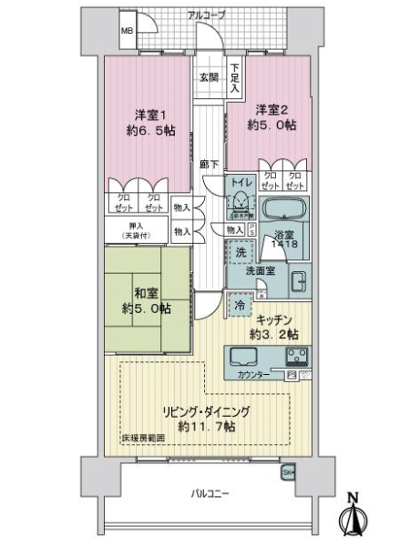 四条烏丸クロスマークの間取図