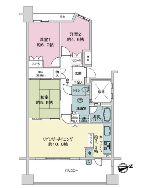 二子多摩川パーク・ホームズ　ビューパティオの間取図