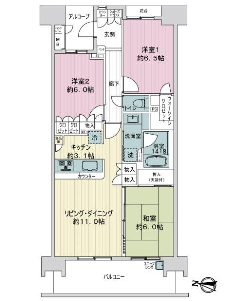 フォートンヒルズＣ棟の間取図