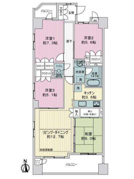 プラウド平安通の間取図
