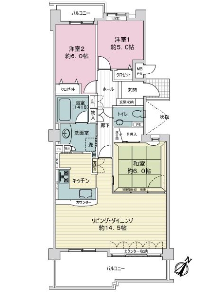 ライオンズガーデンヒルズ富士見台壱番館の間取図