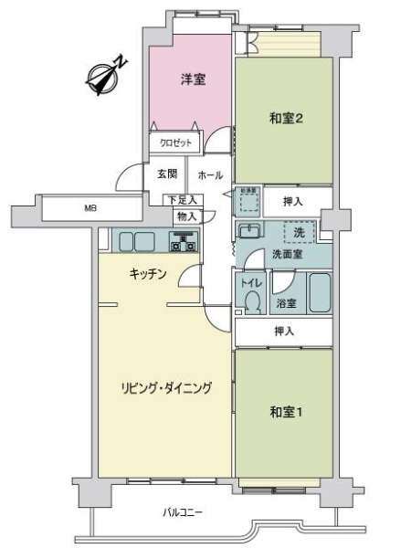 小松川グリーンハイツ一号棟の間取図