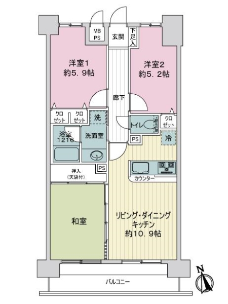 ライオンズシティ五反野の間取図