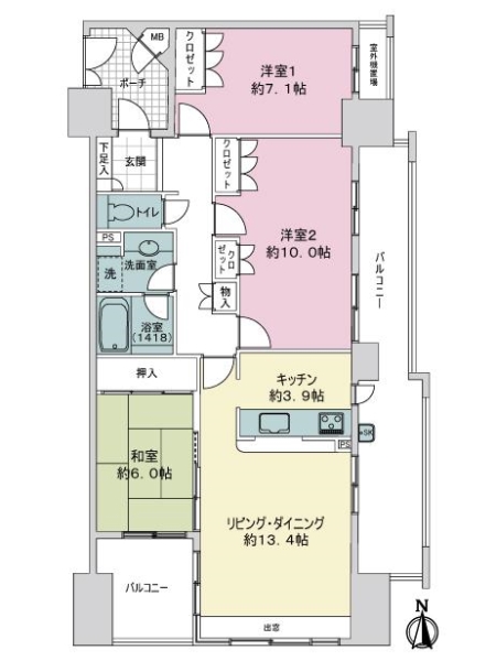 グランドメゾン姪浜の間取図