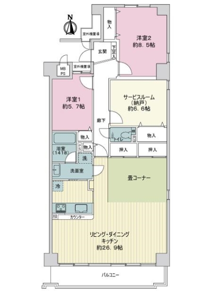 ライオンズマンション太秦第２の間取図
