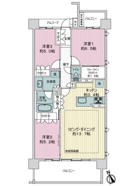 ヴィークコート本山鏡池通の間取図