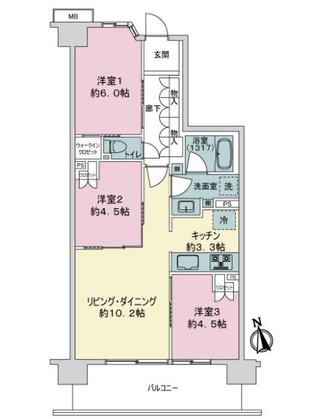 リビオシティ川口元郷の間取図