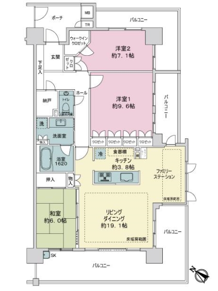 リボンシティレジデンスＡ棟の間取図