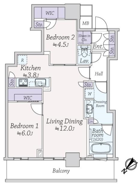 リヴァリエＢ棟の間取図