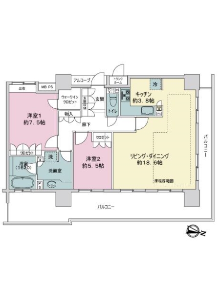 ライオンズマンションコスタ・タワー浦和の間取図
