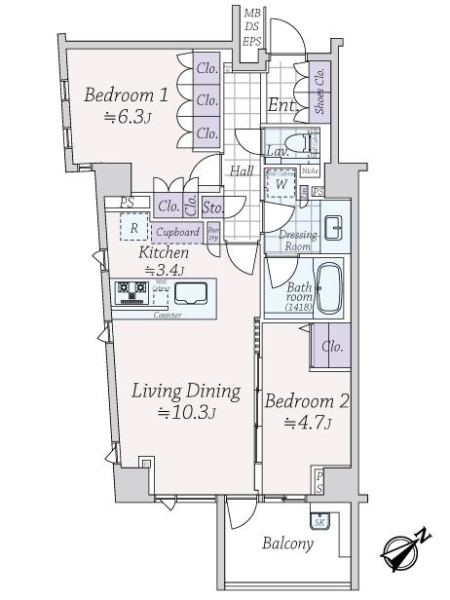 ブランズ文京小石川レジデンスの間取図