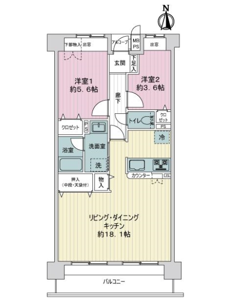 ライオンズマンション北山通の間取図