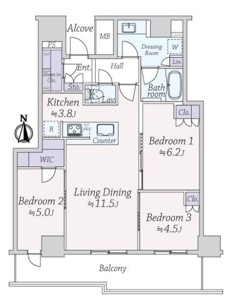 シエリアタワー大阪堀江の間取図