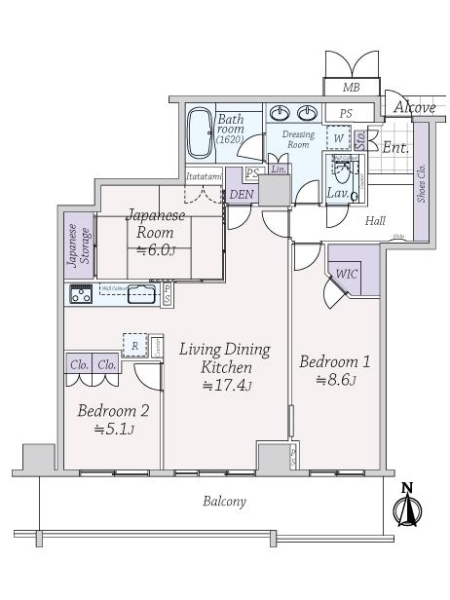 アップルタワー大阪谷町の間取図