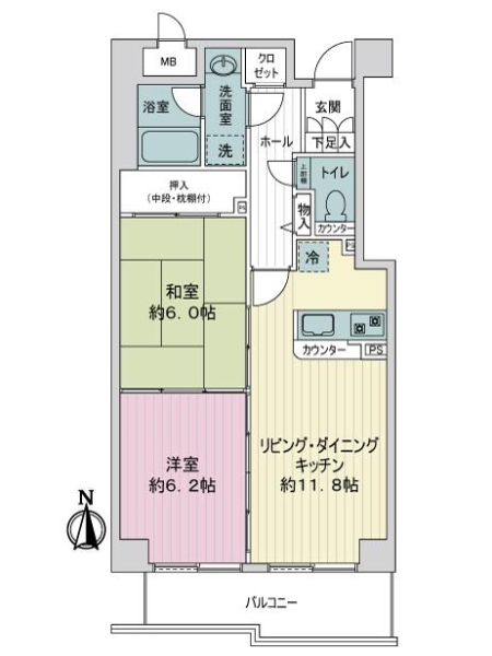 コスモアベニュー二条通の間取図