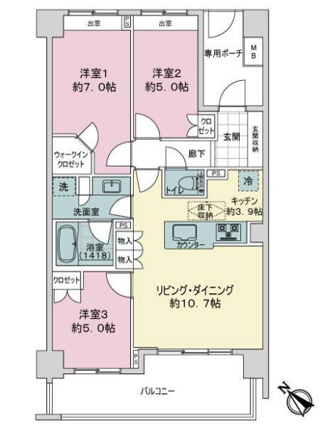 ライオンズ久米川美彩の杜の間取図