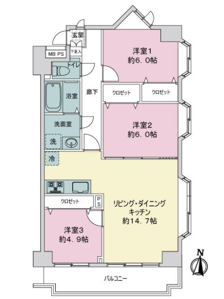 ライオンズマンション与野本町の間取図