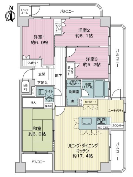 ファーネスト百道二丁目の間取図
